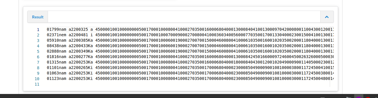 Results MARC in Binary in Playground