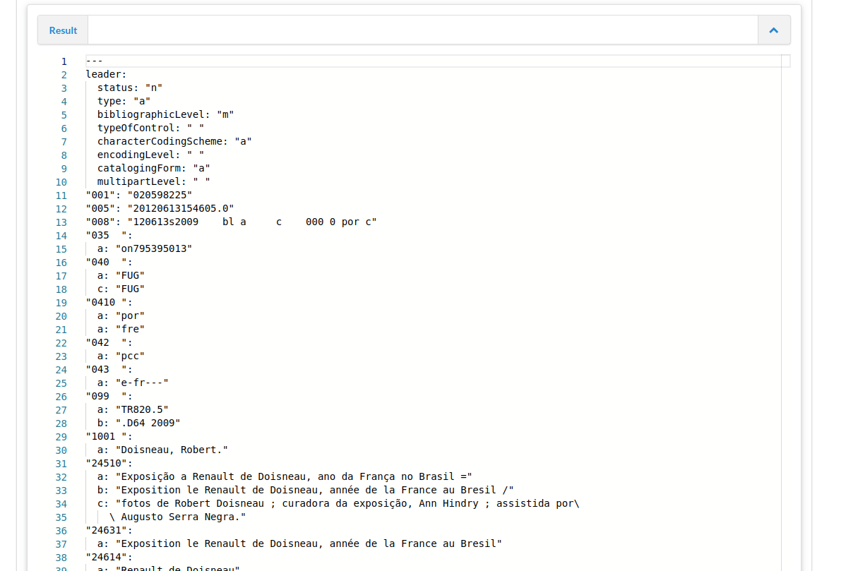 Results MARC as Yaml